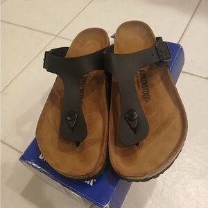 Birkenstock Black and Tan Thong Sandals